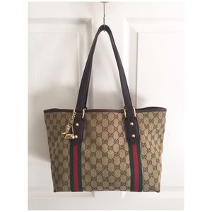 GUCCI GG Sherry Line Canvas Tote